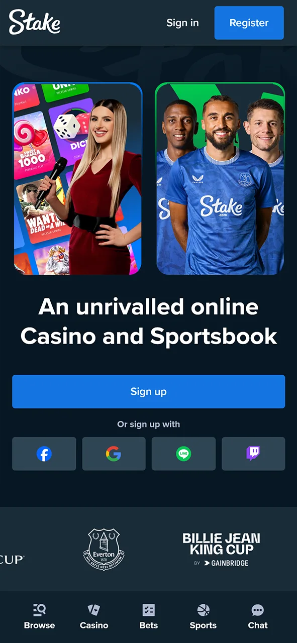 Stake mobile app home page.