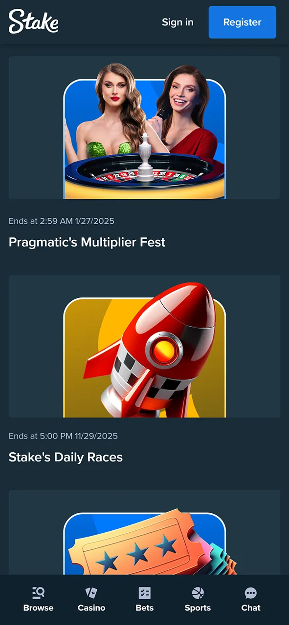 The Stake mobile app has prepared special bonuses for you.